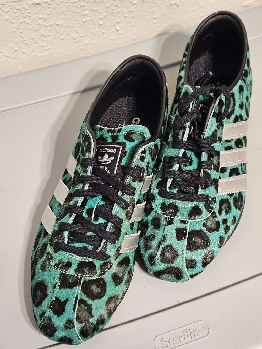 adidas Tokyo Green/Silver Metallic/Black Leopard real cow fur Low Top IH6637